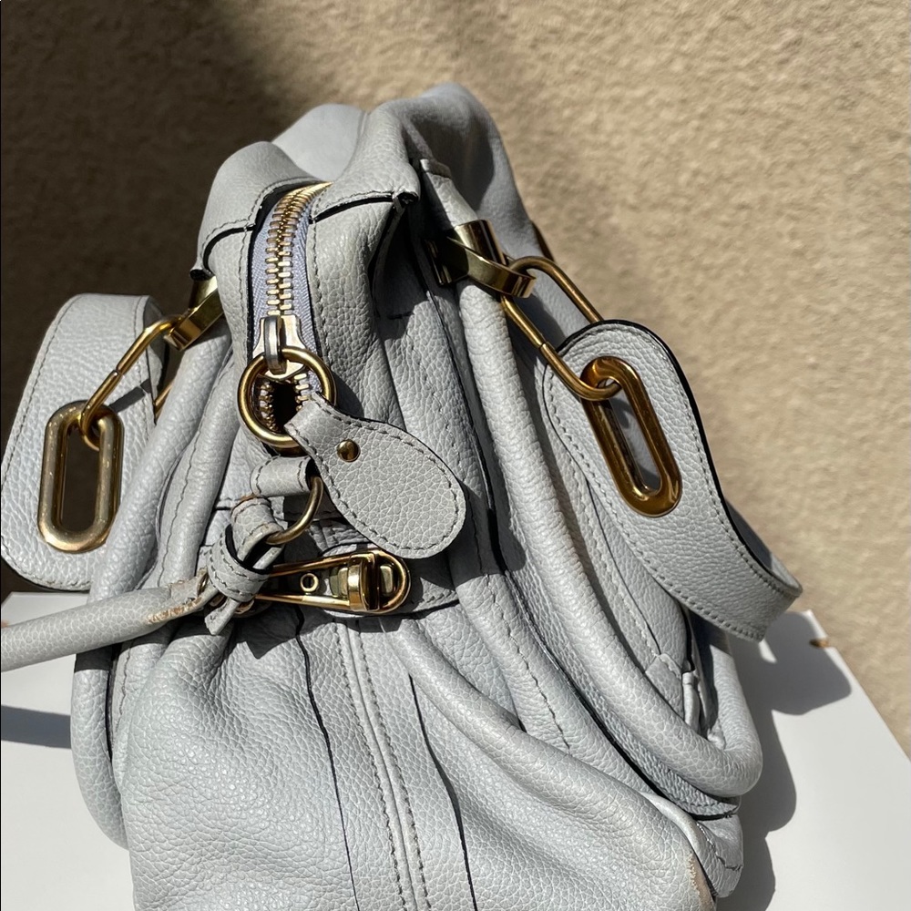 Chloe Light Gray Leather Satchel with Gold Hardware - Picture 10 of 10